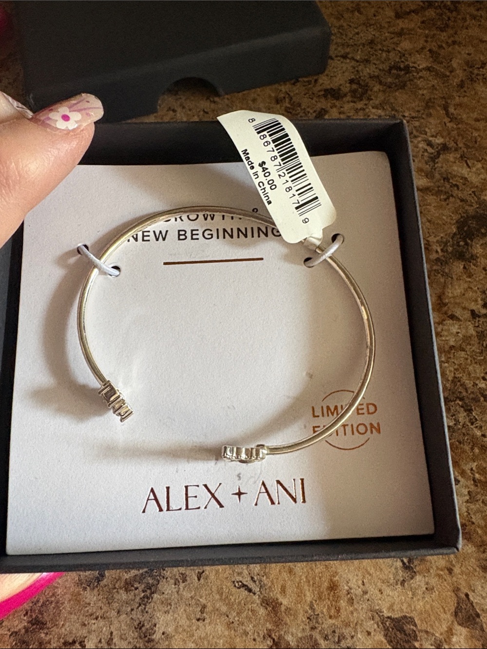 Alex and Ani Silver New Beginnings Limited Edition Open Cuff Bracelet